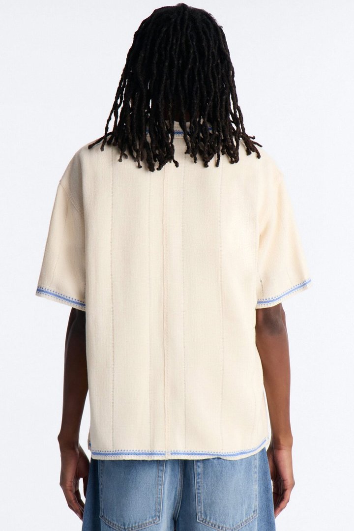 Lido Isle Crochet Button Up Shirt - Cream