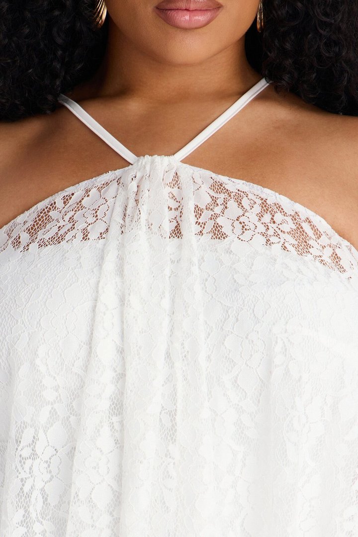 Garden Fairy High Low Lace Maxi Dress - White