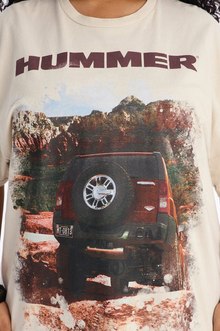 Hummer Washed Front And Back Tee - Natural