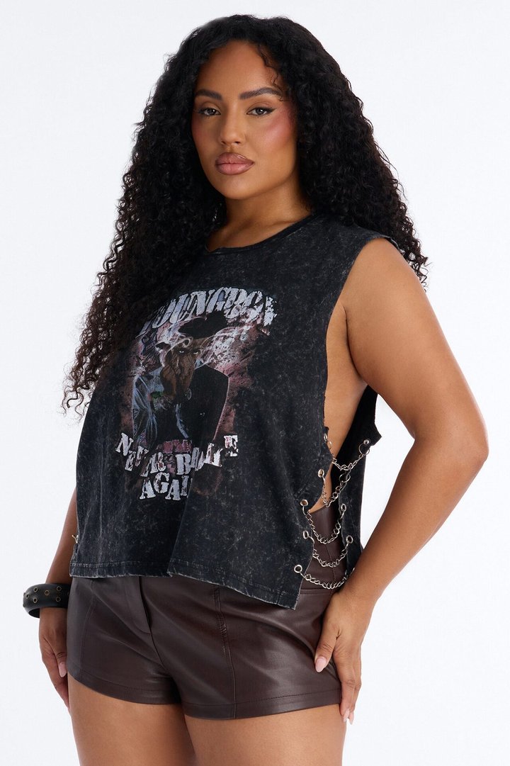 Youngboy Washed Side Chain Muscle Tank - Black Wash