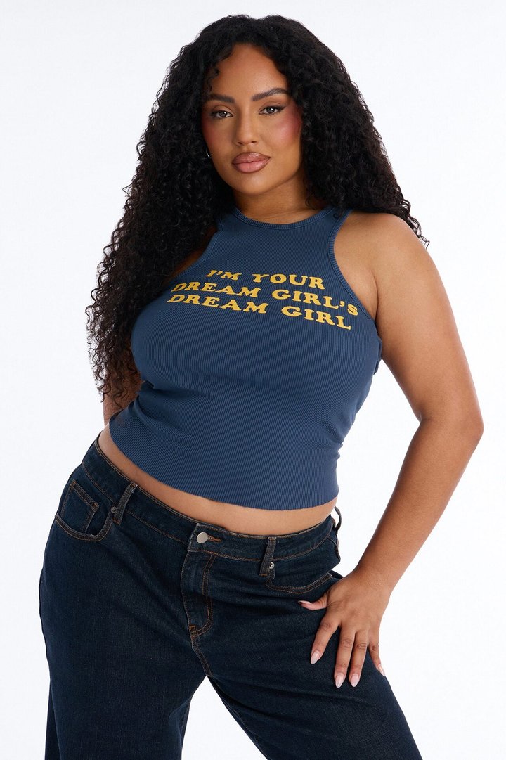 Dream Girl Ribbed Tank - Navy