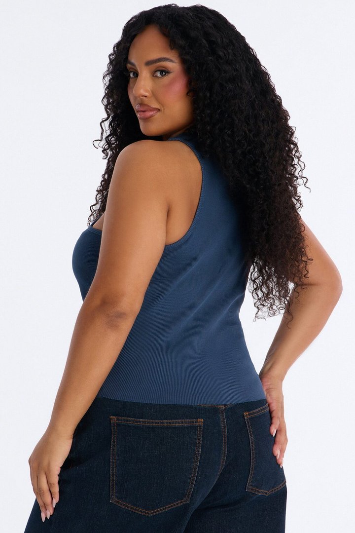 Dream Girl Ribbed Tank - Navy