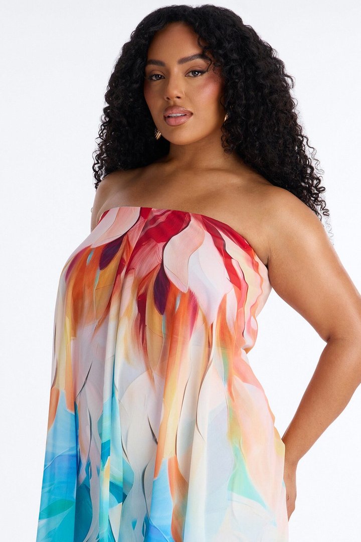 Out In Paradise Strapless Maxi Dress - Turquoise/combo