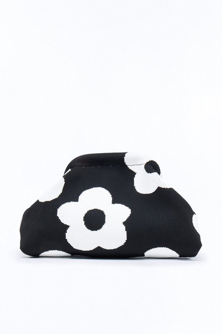 Buy My Own Flowers Floral Clutch - Black/White