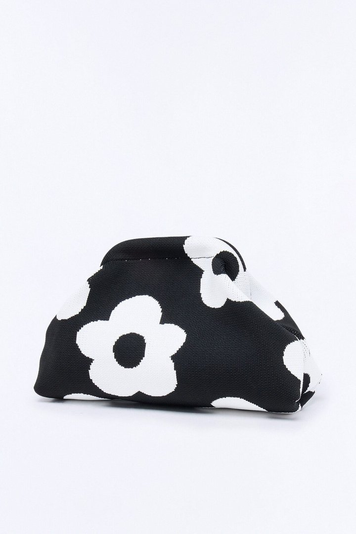 Buy My Own Flowers Floral Clutch - Black/White