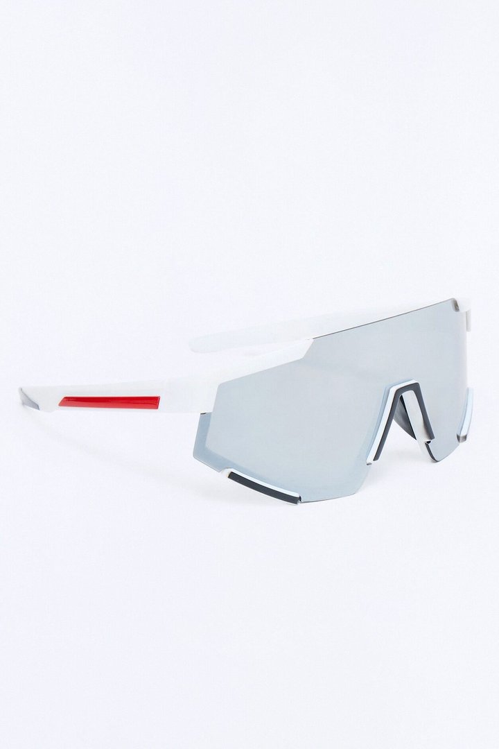 Striving Forward Sport Wrap Sunglasses - Silver/Red