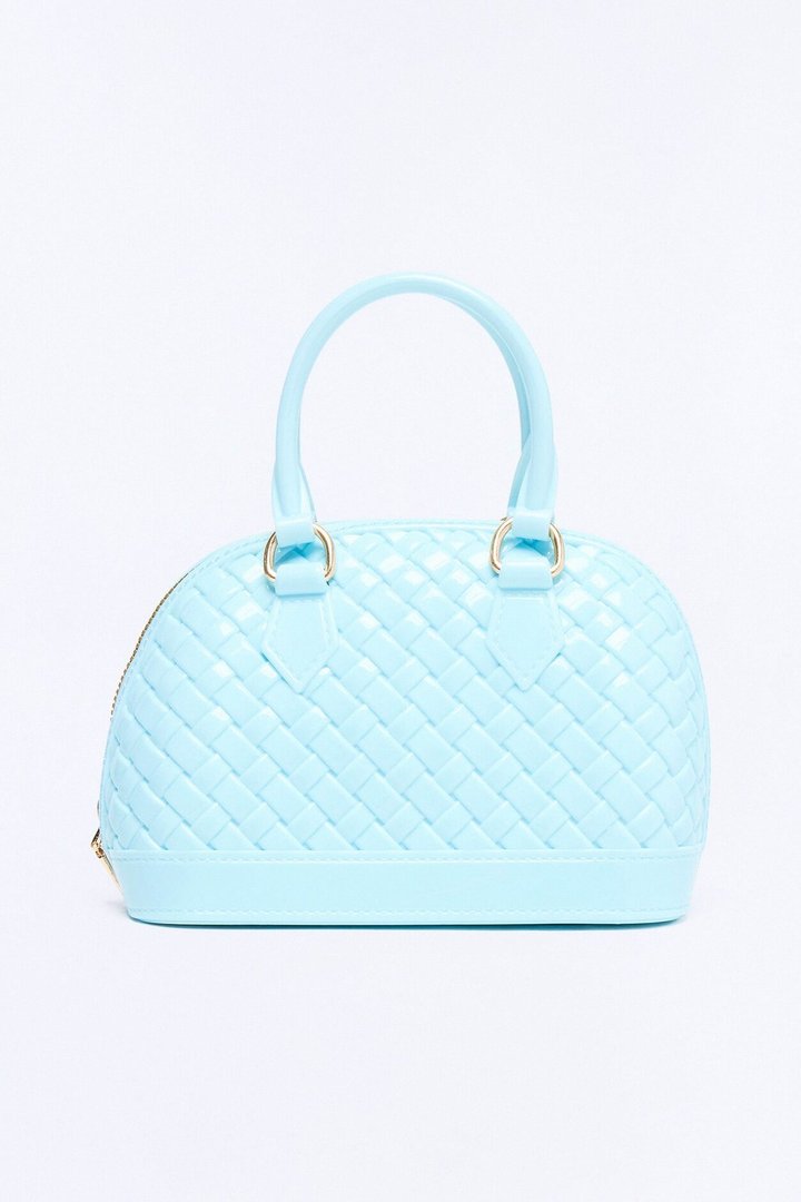 Candy Cove Woven Jelly Satchel Handbag - Blue