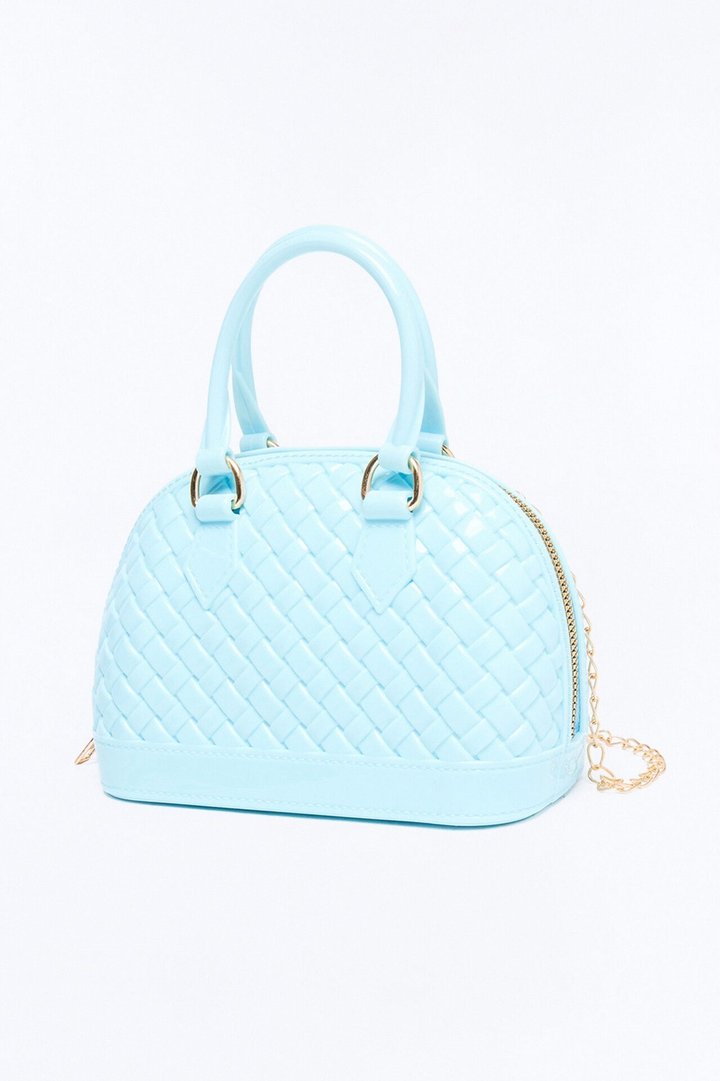 Candy Cove Woven Jelly Satchel Handbag - Blue