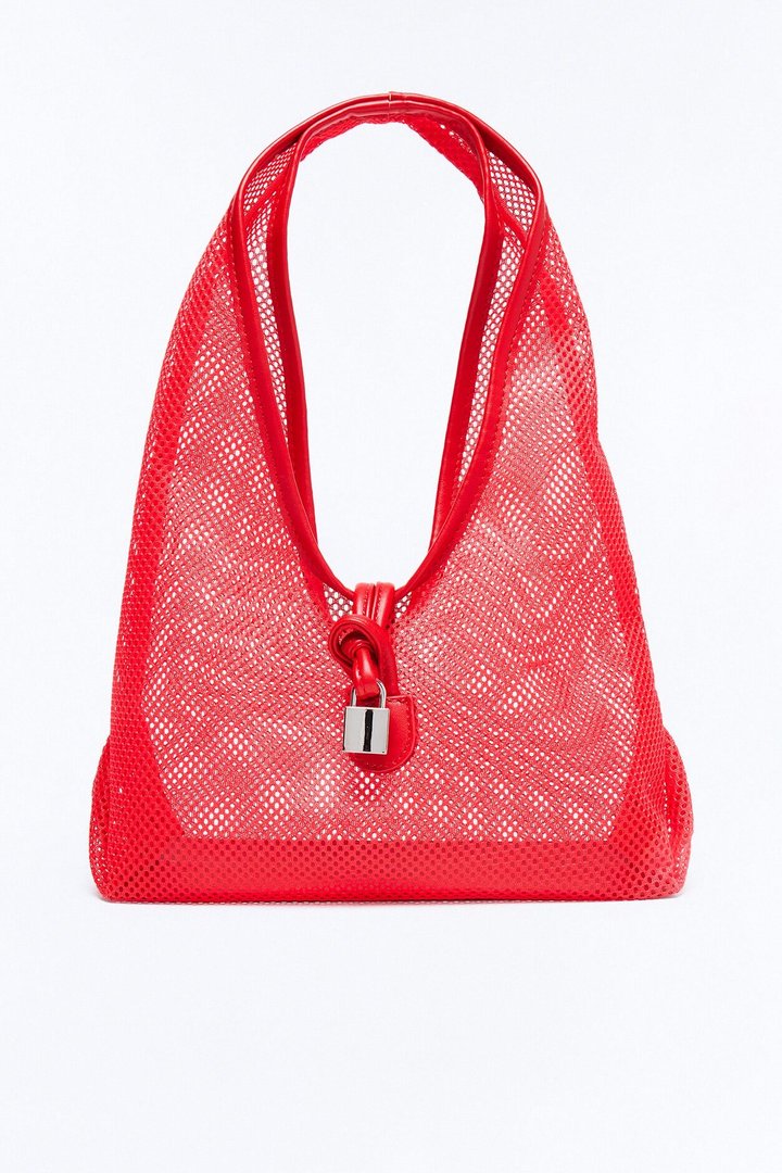 See Right Through You Mesh Shoulder Bag - Red