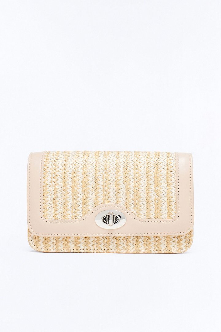 Work Life Balance Straw Belt Bag - Tan