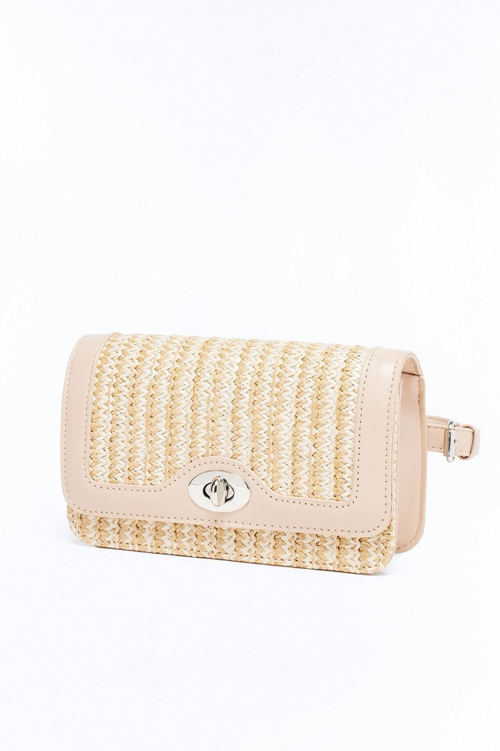 Work Life Balance Straw Belt Bag - Tan