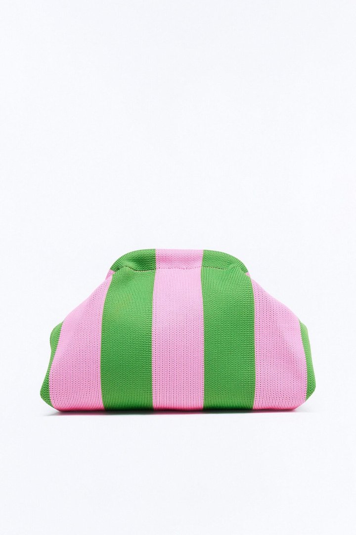 Take Me Away Stripe Clutch - Pink/combo