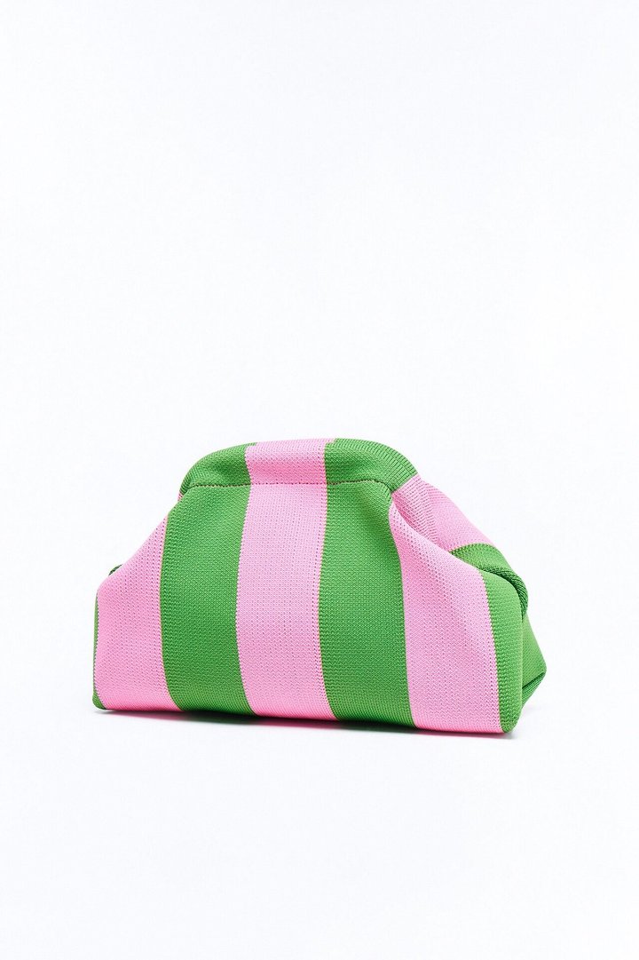 Take Me Away Stripe Clutch - Pink/combo
