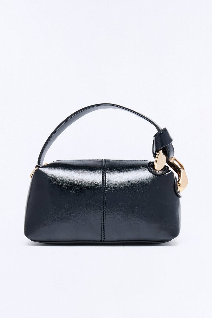 Nora Faux Leather Shoulder Handbag - Black