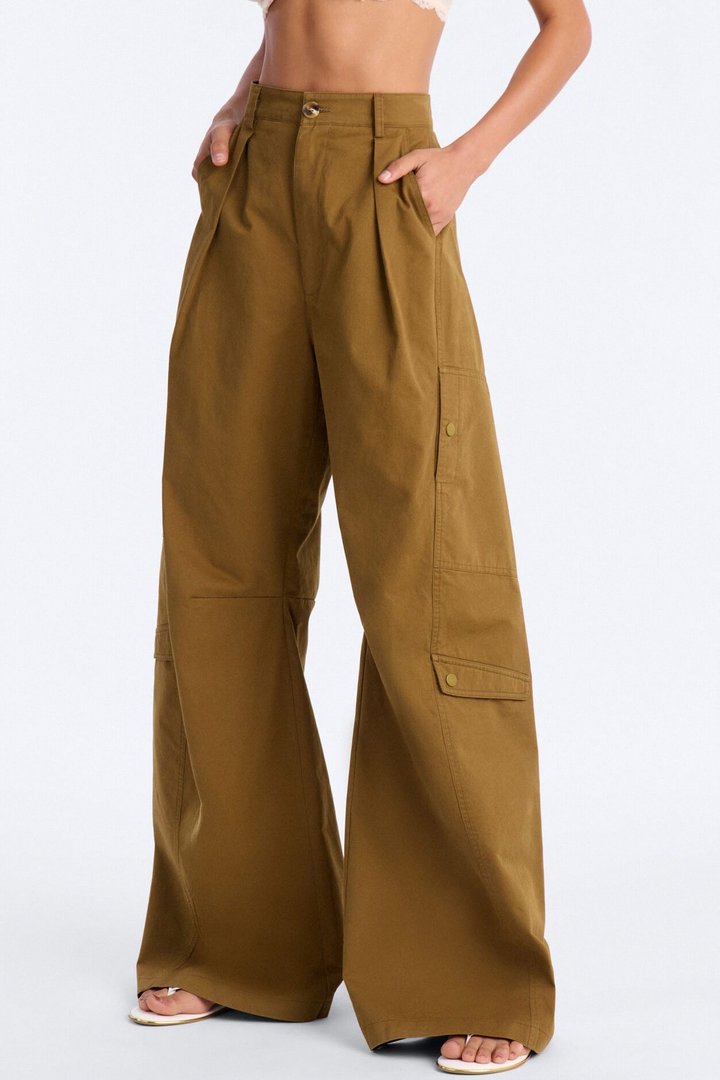 Lyla High Rise Wide Leg Cargo Pant 32″ - Olive