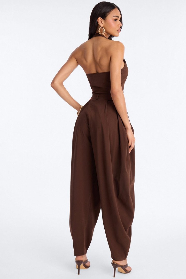 Alyssia Balloon Leg Jumpsuit - Chocolate