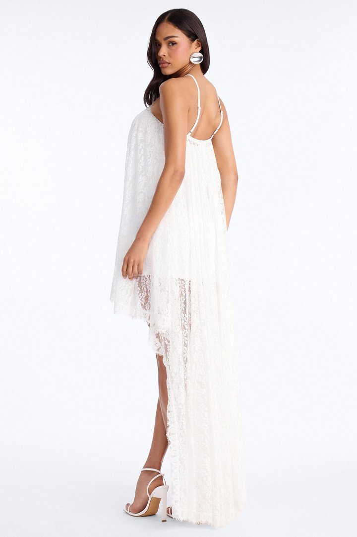 Garden Fairy High Low Lace Maxi Dress - White