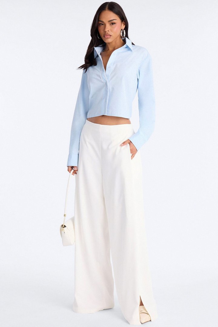 Just A Little Office Glam Poplin Shirt - Light Blue