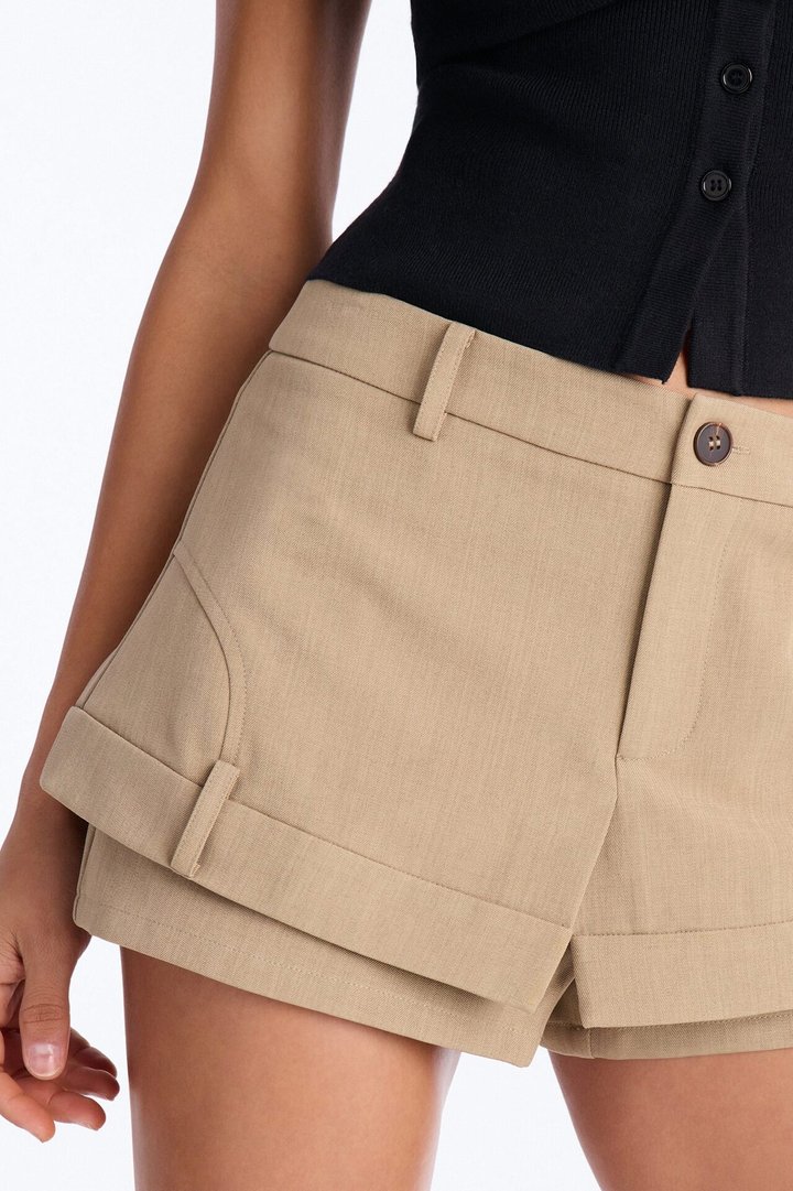 Take Notes Crepe Peekaboo Skort - Khaki