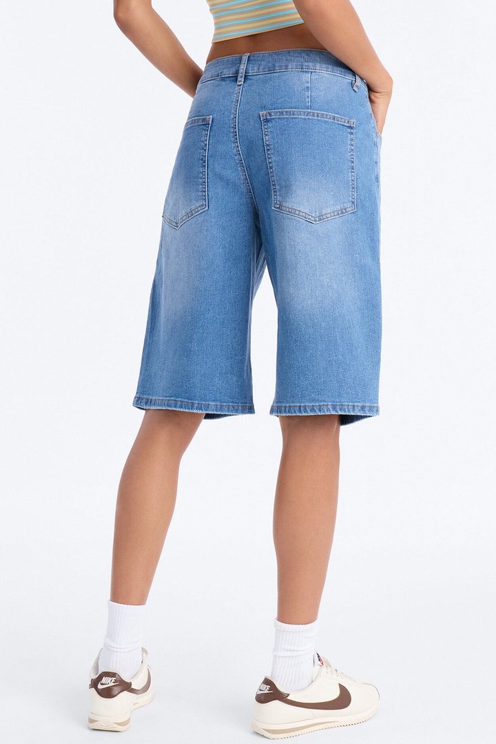 Watch The Clock Denim Jorts - Medium Wash