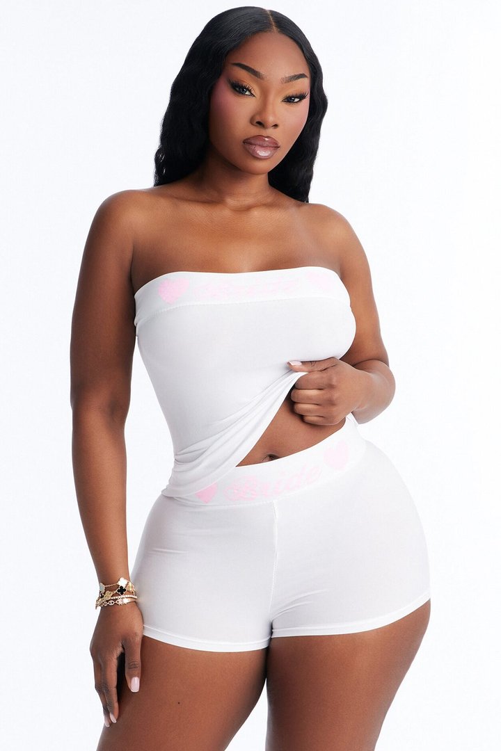 Let's Bach Bride PJ Tank & Short Set - White/Pink