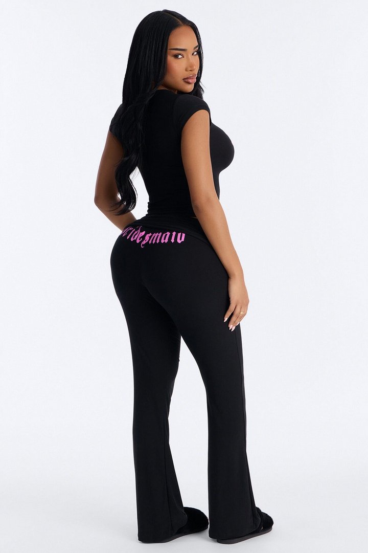 Y2K Bridesmaid PJ Pant Set - Black/Pink