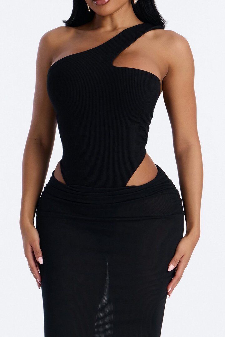 Scarlett Snatched Mesh Maxi Skirt Set - Black