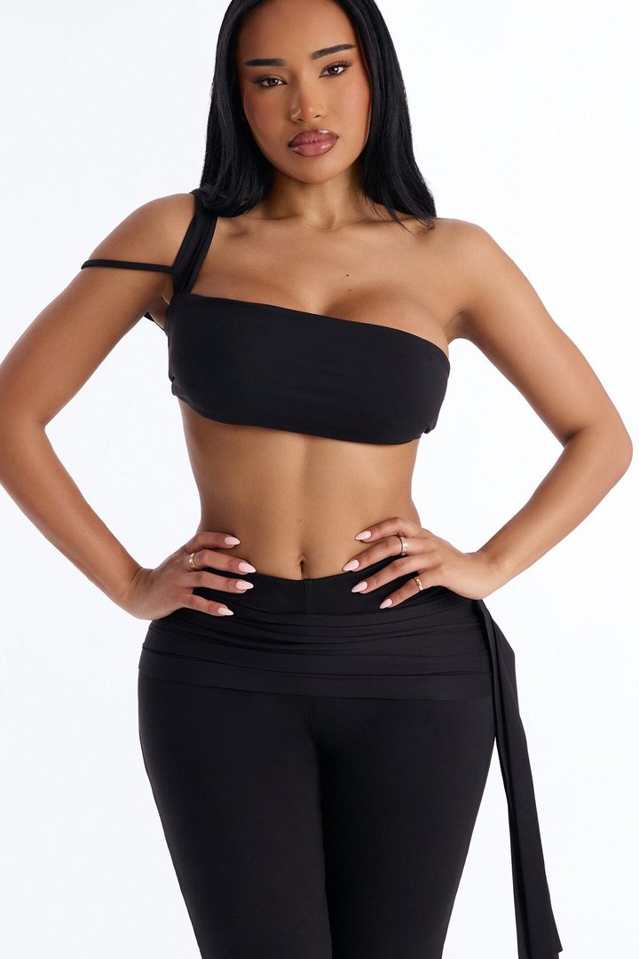 Bianca Matte Form Double Lined Tie Capri Pant - Black