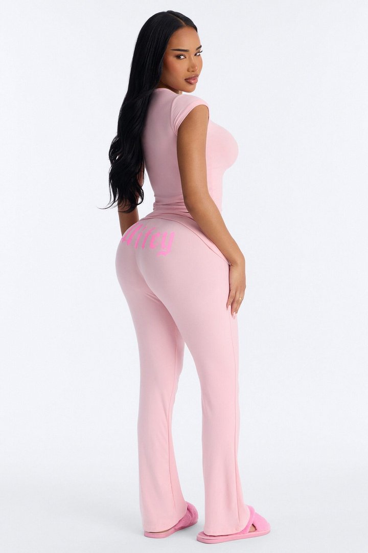 Wifey For Lifey Tee & Pant PJ Set - Pink