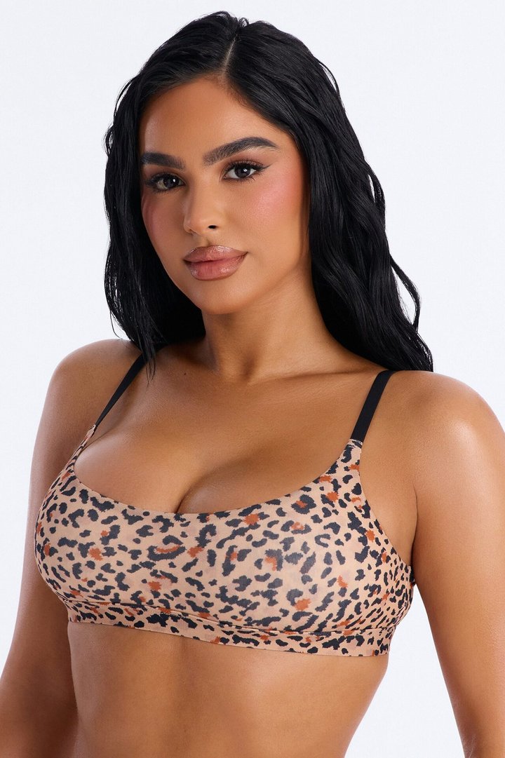 Light As A Feather Microfiber Scoop Bralette - Leopard