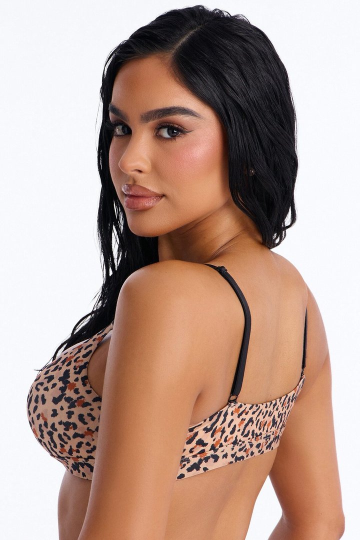 Light As A Feather Microfiber Scoop Bralette - Leopard