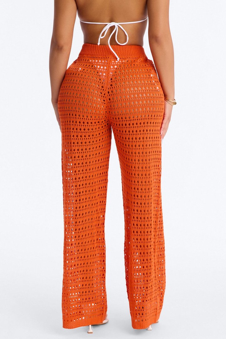 Temptress Textured Knit Swim Cover Up Pant - Orange