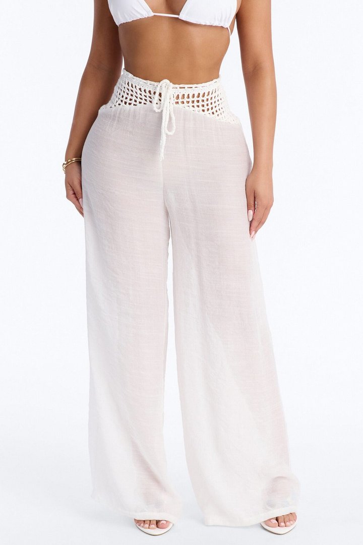 Darling Linen Swim Cover Up Pant - White