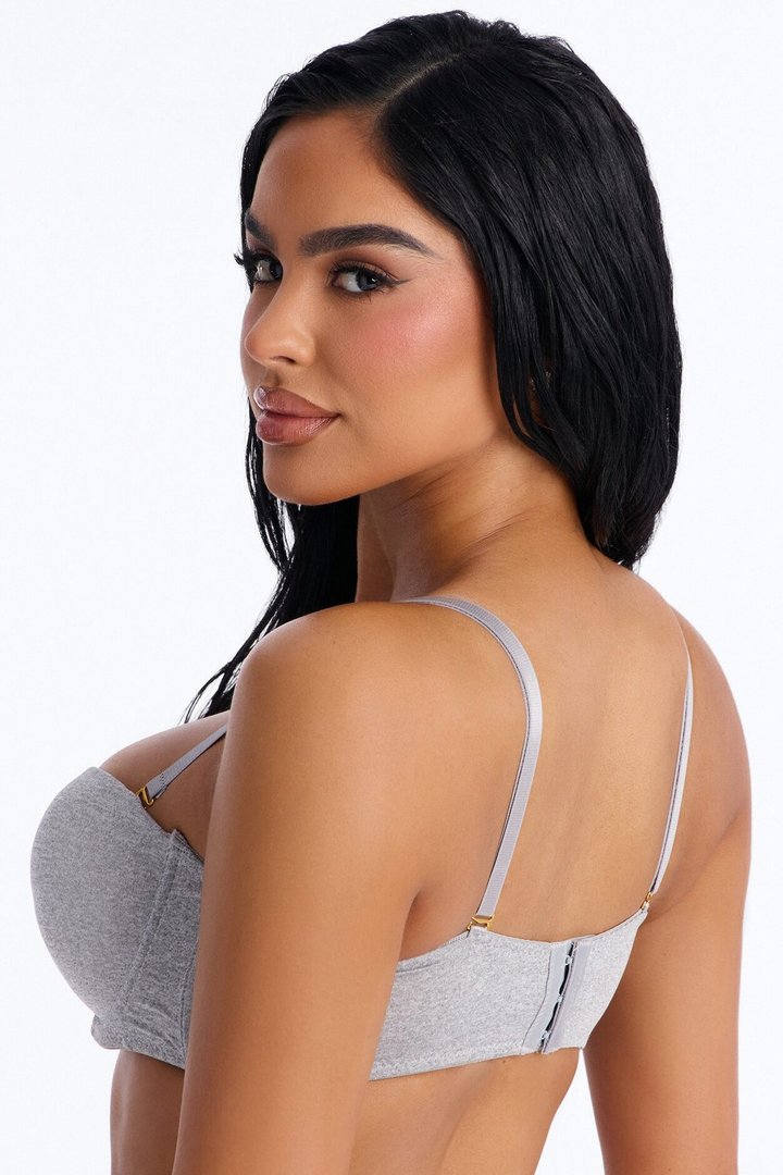 Quick Push Strapless Balconette Bra - Heather Grey