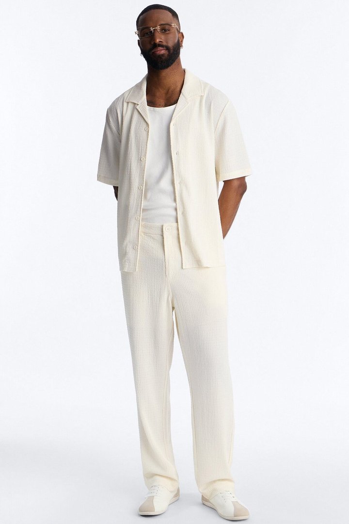 Burton Cuban Collar Button Up Shirt - Off White