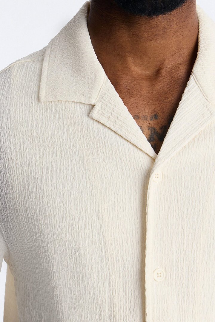 Burton Cuban Collar Button Up Shirt - Off White