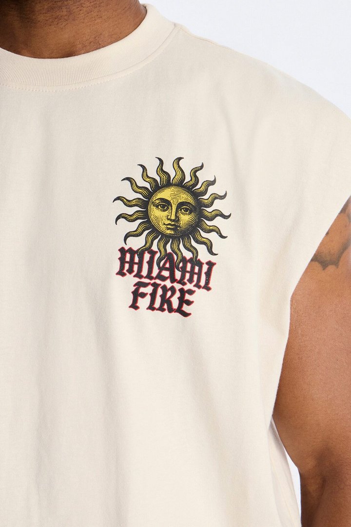 Miami Fire Vintage Muscle Tee - Off White