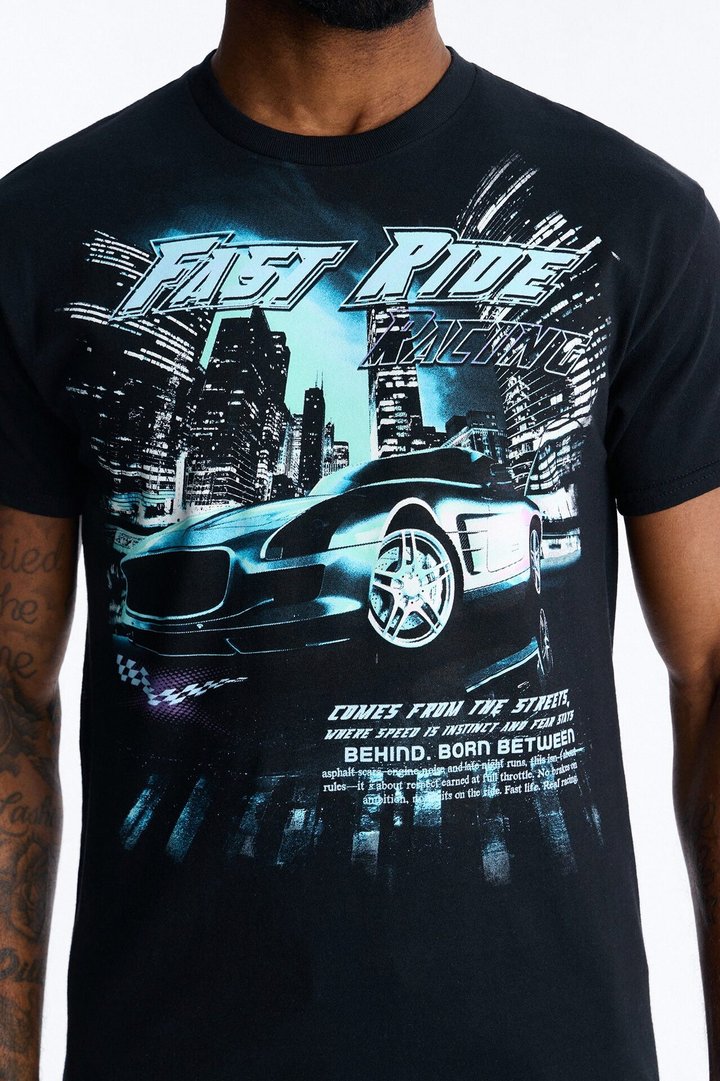 Fast Ride Racing Short Sleeve Tee - Black