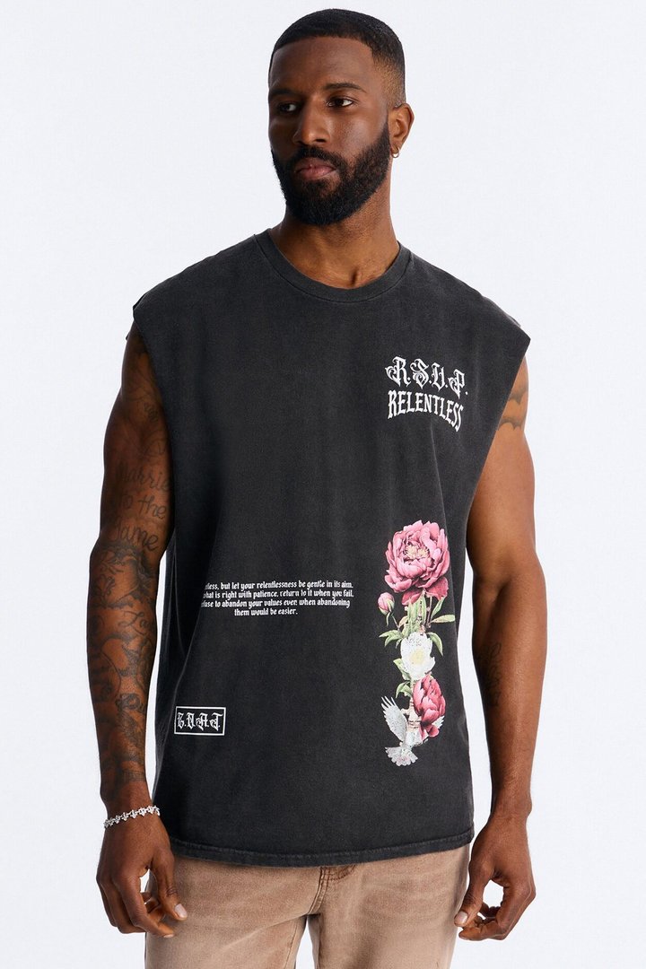RSVP Relentless Vintage Muscle Tee - Black Wash