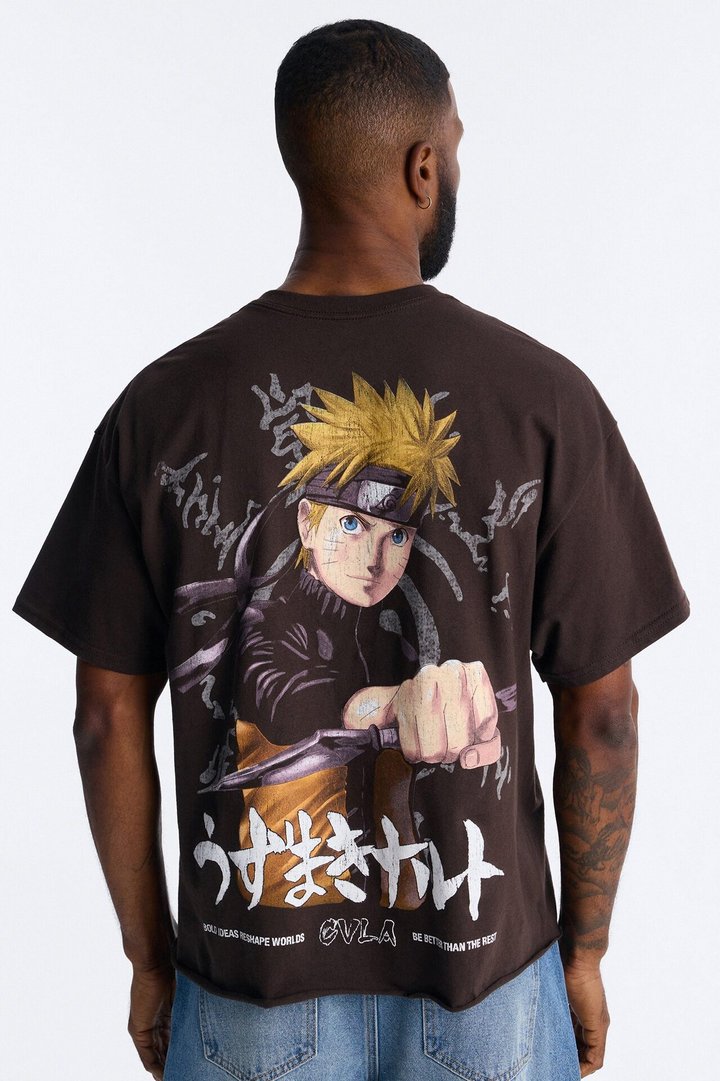 Naruto Better Than The Rest Boxy Short Sleeve Tee - Brown
