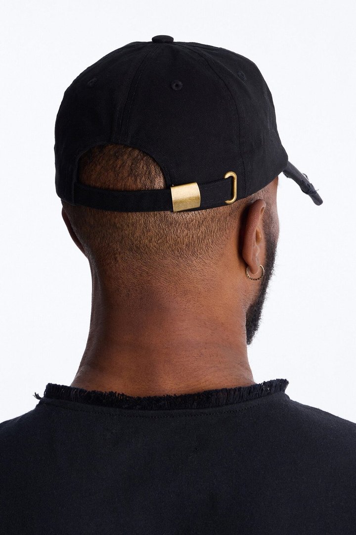 Graphic Shortened Brim Baseball Hat - Black