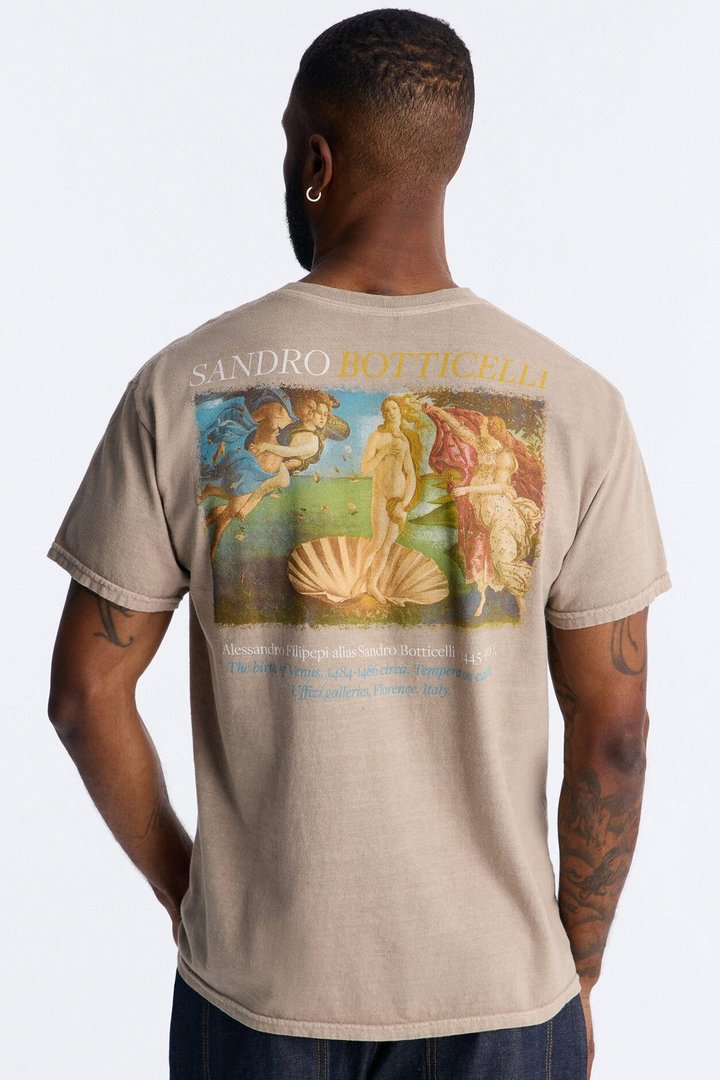 Birth Of Venus Botticelli Short Sleeve Tee - Taupe
