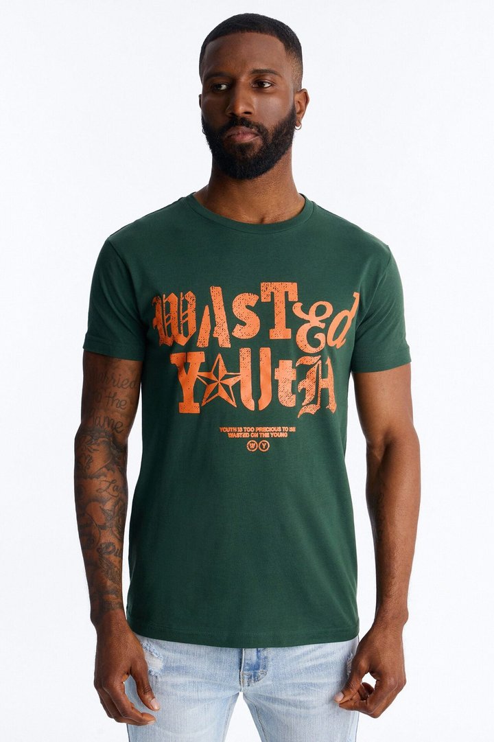 Wasted Youth Rockstar Short Sleeve Tee - Green