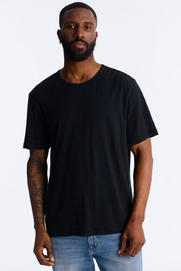 Bahamas Linen Crew Tee - Black