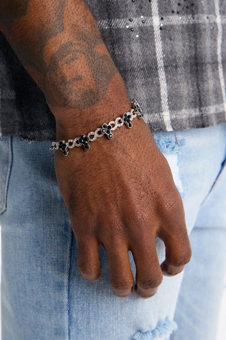 Eternal Midnight Cross Bracelet - Silver