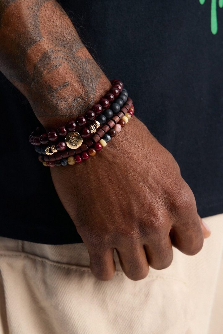 Snake Mixed Material Bead Bracelet Set - Multi Color