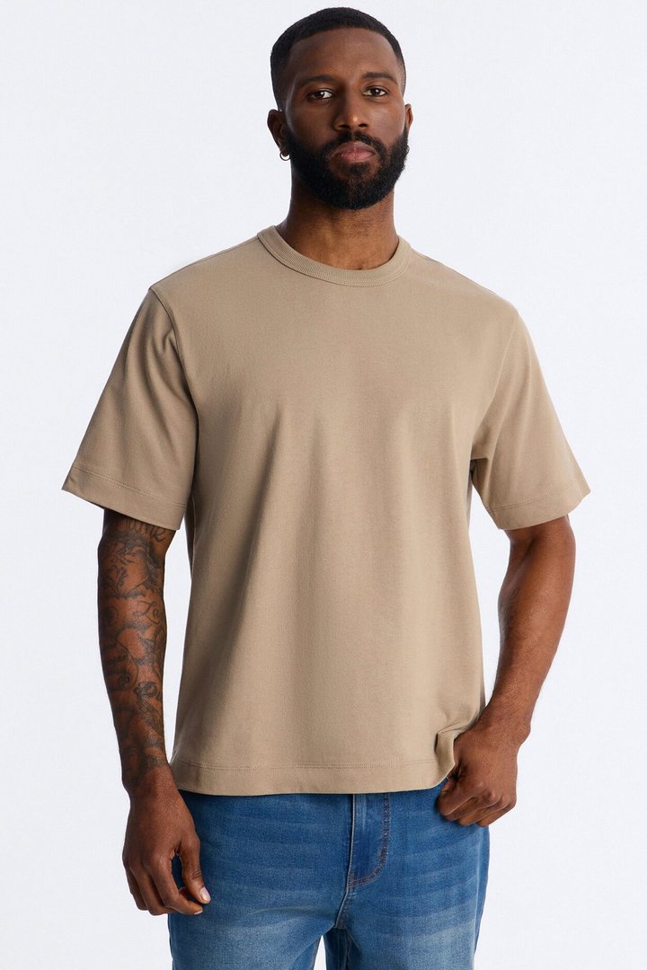 Boxy Soft Washed 250 GSM Tee - Stone