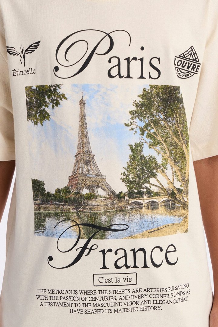 Mini Paris Scenery Short Sleeve Tee - Natural