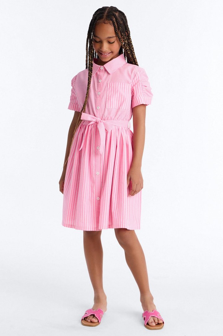 Mini Time After Time Shirt Dress - Pink/combo