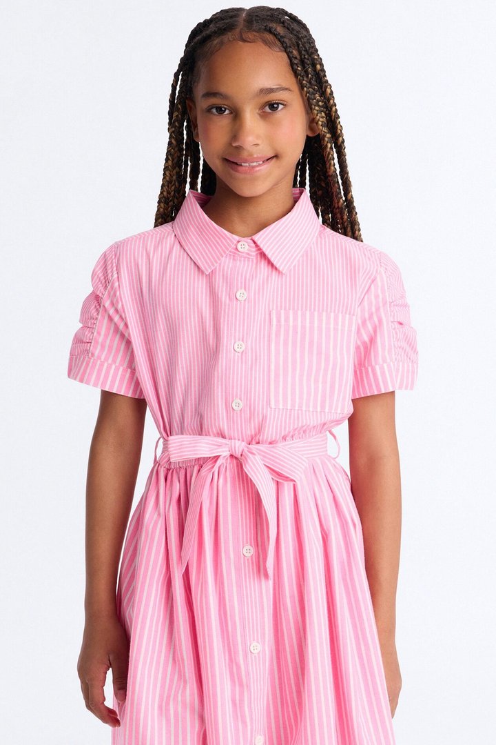Mini Time After Time Shirt Dress - Pink/combo